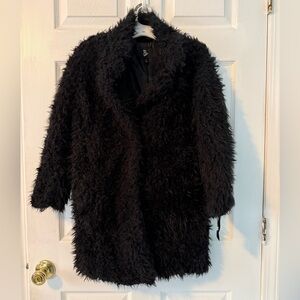 Art Class Girl's Fuzzy Sherpa Coat, Black, size Med